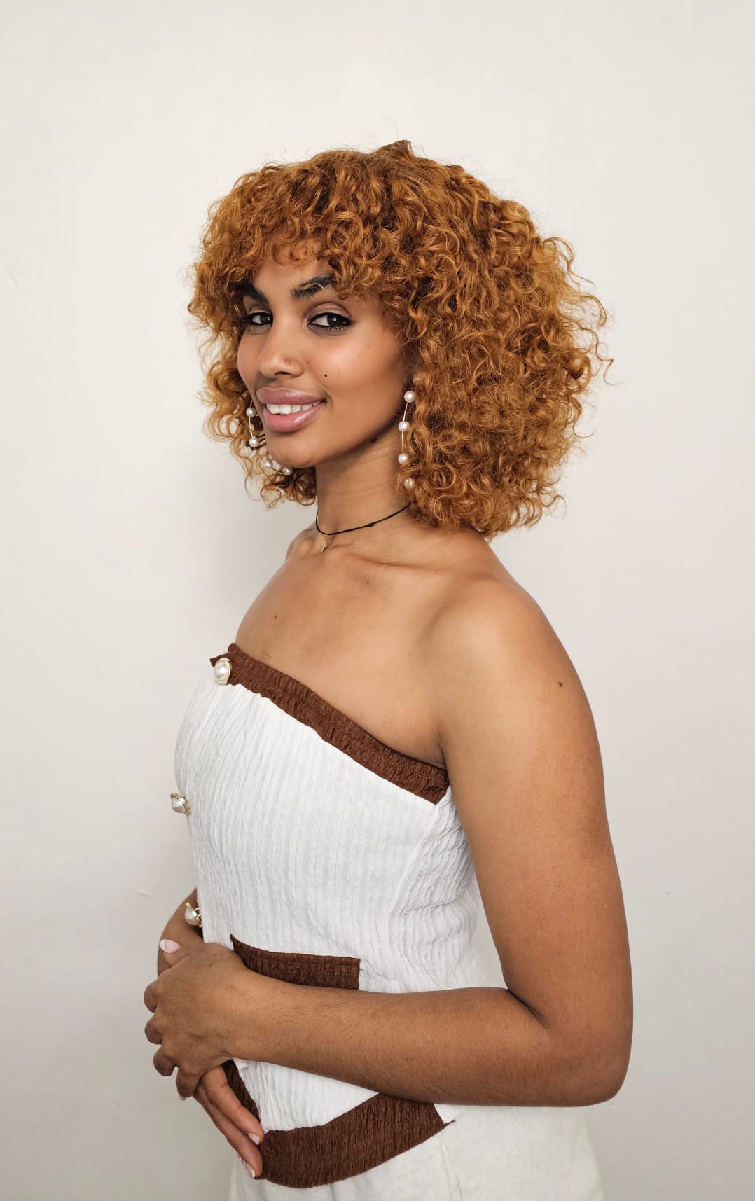 100% human hair curly fringe Bob wig